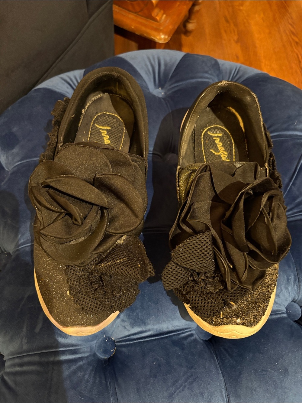 Irregular Choice Black Floral-Embellished Slip-On Sneakers